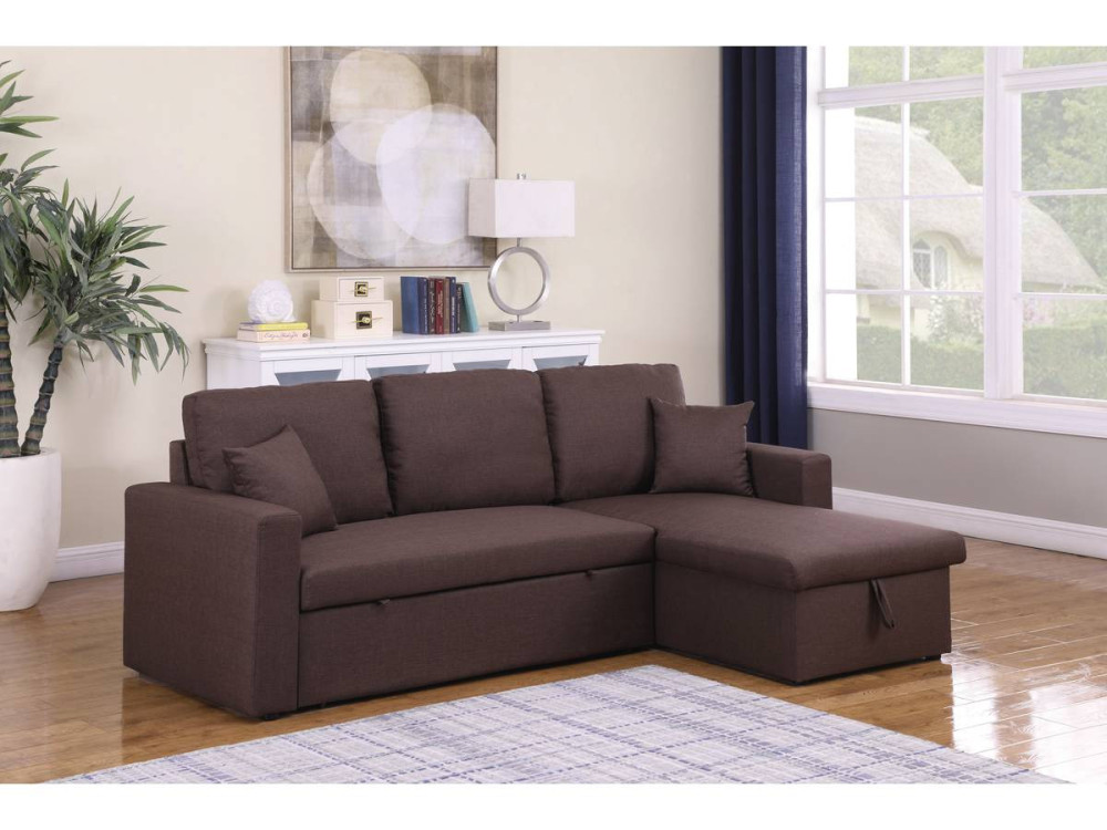 Umkehrbares Ecksofa mit Stauraum und Schlaffunktion "Alain" - 3-Sitzer - Braun