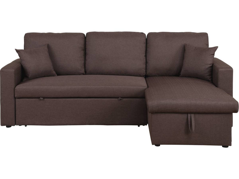 Umkehrbares Ecksofa mit Stauraum und Schlaffunktion "Alain" - 3-Sitzer - Braun