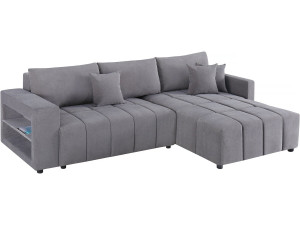 Ecksofa mit Schlaffunktion aus Chenille-Stoff 3-Sitzer - "Trocadero" - Grau