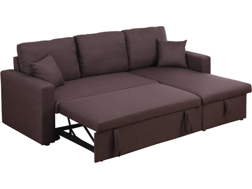 Umkehrbares Ecksofa mit Stauraum und Schlaffunktion "Alain" - 3-Sitzer - Braun