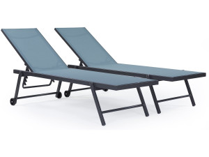 2er-Set Sonnenliegen aus gestepptem Textilene und Aluminium "Jolia" - Phoenix - Blau