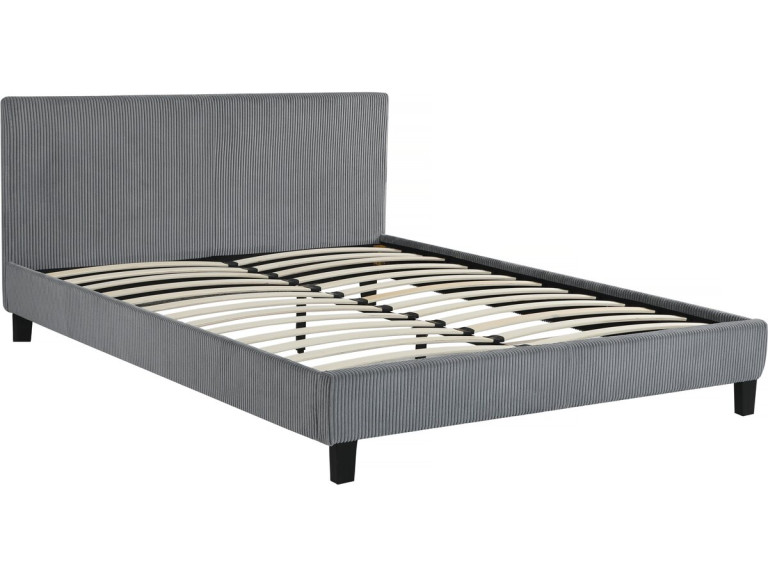 Doppelbett aus Cord "Ambre" - 160 x 200 - Grau