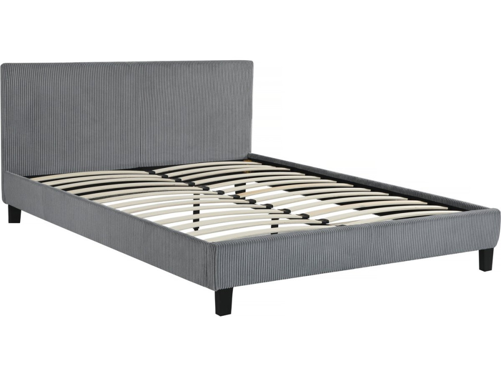 Doppelbett aus Cord "Ambre" - 160 x 200 - Grau