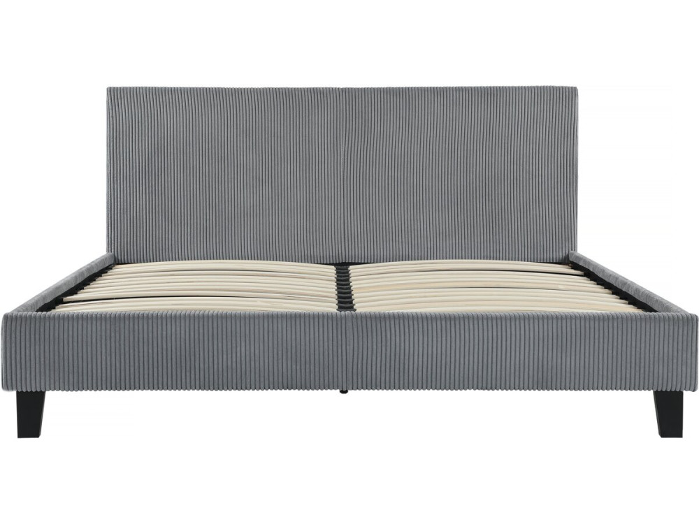 Doppelbett aus Cord "Ambre" - 160 x 200 - Grau