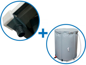 Dachrinne 7 bis 13 m2 + Wasserauffangbehälter für Gerätehaus