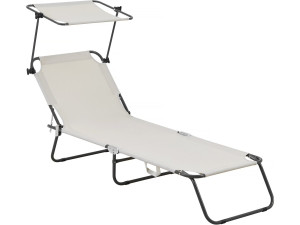 Klappbare Sonnenliege "Lazy" - Mit Sonnenschutz - Beige