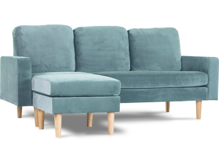 Ecksofa reversibel aus Samt "Gabby" - 3-Sitzer - Entenblau