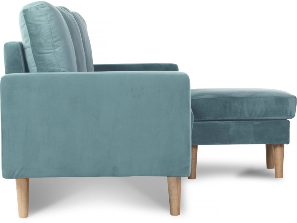 Ecksofa reversibel aus Samt "Gabby" - 3-Sitzer - Entenblau