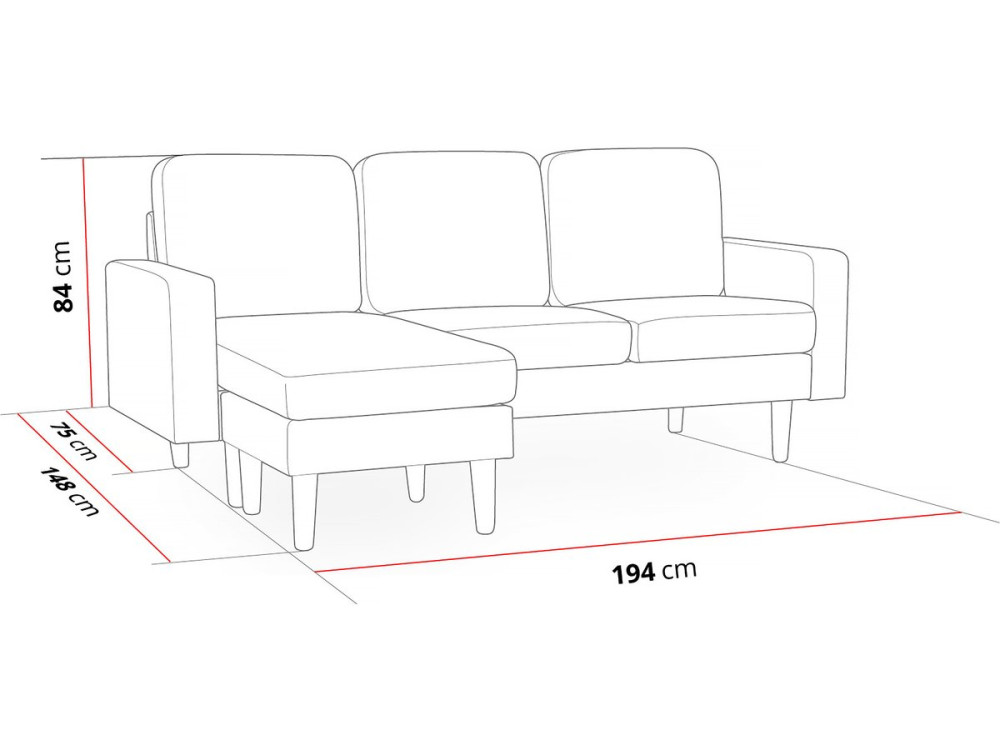 Ecksofa reversibel aus Samt "Gabby" - 3-Sitzer - Entenblau