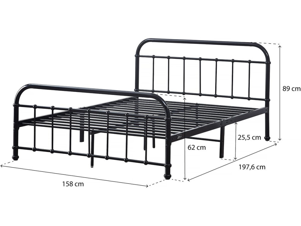 Doppelbett aus Metall "HAVIN" - 140 x 190 cm - Schwarz
