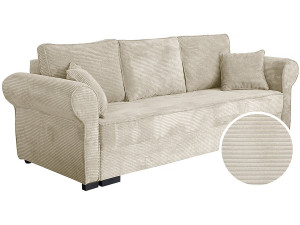 Cord-Sofa mit Schlaffunktion "Olimpia" - 3-Sitzer - Beige