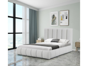 Bett aus Bouclé mit Bettkasten "Annie" - 160 x 200 cm - Weiß 2