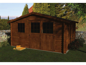 Holz-Gartenhaus "Valerian" - 11,86 m² - 3,98 x 2,98 x 2,29 m - 34 mm - Behandlung braun 2