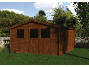 Gartenhaus aus Holz "Vallauris" - 15,84 m² - 3,98 x 3,98 x 2,29 m - 34 mm - Behandlung braun 2