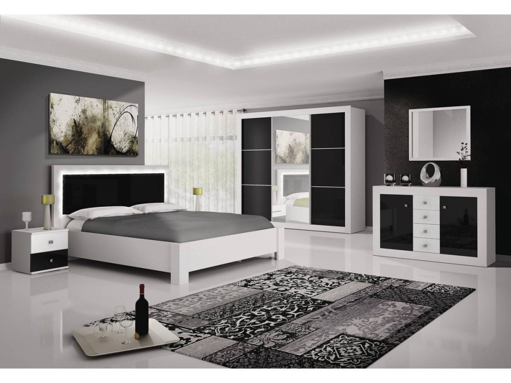 Nachttisch "Roma" - 40 x 45 x 40 cm - Weiß / Schwarz