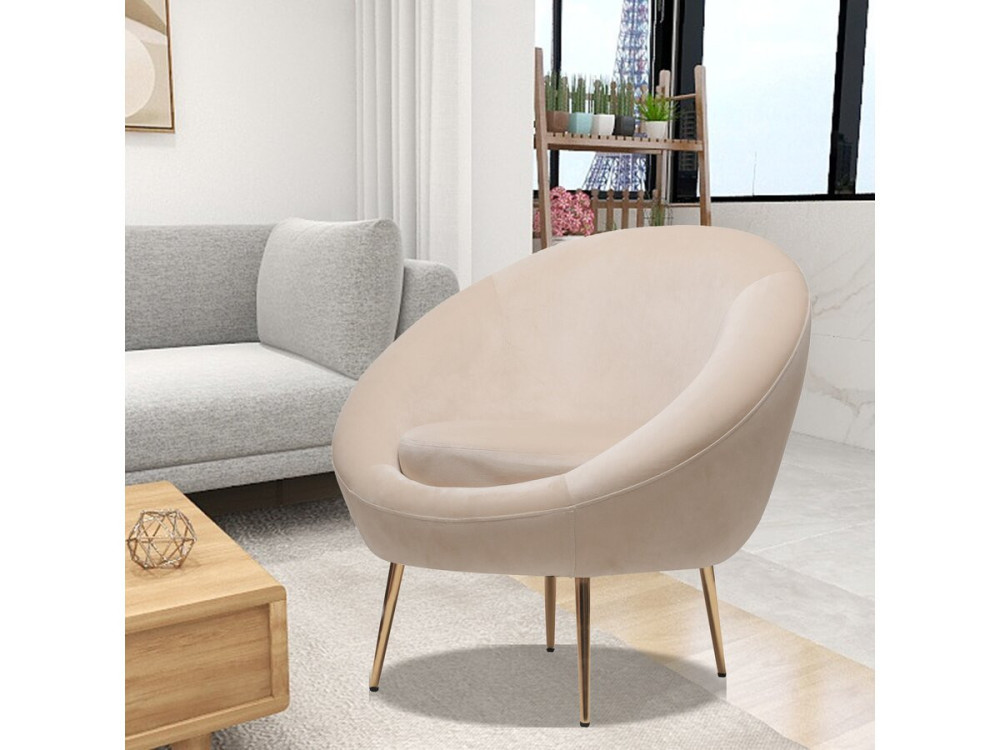 Sessel aus Samt "Cocon" - 77 x 74 x 77,5 cm - Beige