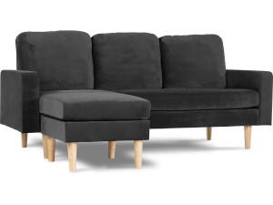 Umkehrbares Ecksofa aus dunkelgrauem Samt "Gabby"- 3-Sitzer-Sofa