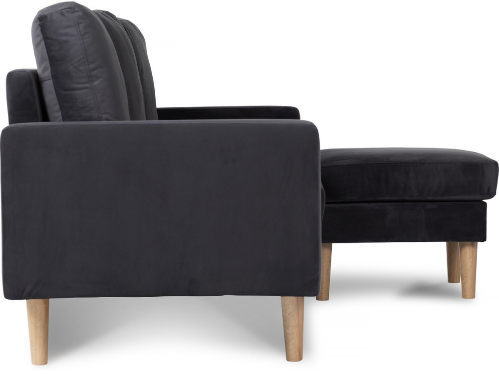 Umkehrbares Ecksofa aus dunkelgrauem Samt "Gabby"- 3-Sitzer-Sofa