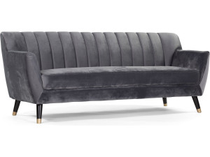 Sofa aus grauem Samt "Nancy" - 196 x 81 x 80 cm - 3-Sitzer-Sofa