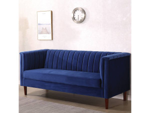 Sofa aus dunkelblauem Samt "Ellison" - 196 x 76 x 82 cm - 3-Sitzer-Sofa 2