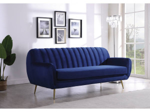 Sofa aus dunkelgblauem Samt "Evans" - 195 x 84 x 82 cm - 3-Sitzer-Sofa 2