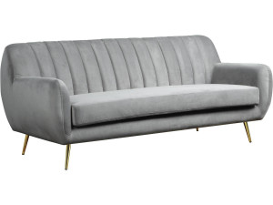 Sofa aus grauem Samt "Evans" - 195 x 84 x 82 cm - 3-Sitzer-Sofa