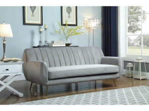 Sofa aus grauem Samt "Evans" - 195 x 84 x 82 cm - 3-Sitzer-Sofa 2