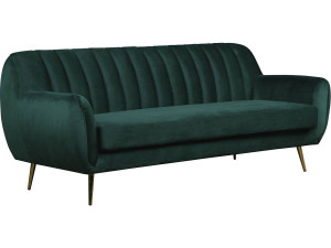 Sofa aus dunkelgrünem Samt "Evans" - 195 x 84 x 82 cm - 3-Sitzer-Sofa