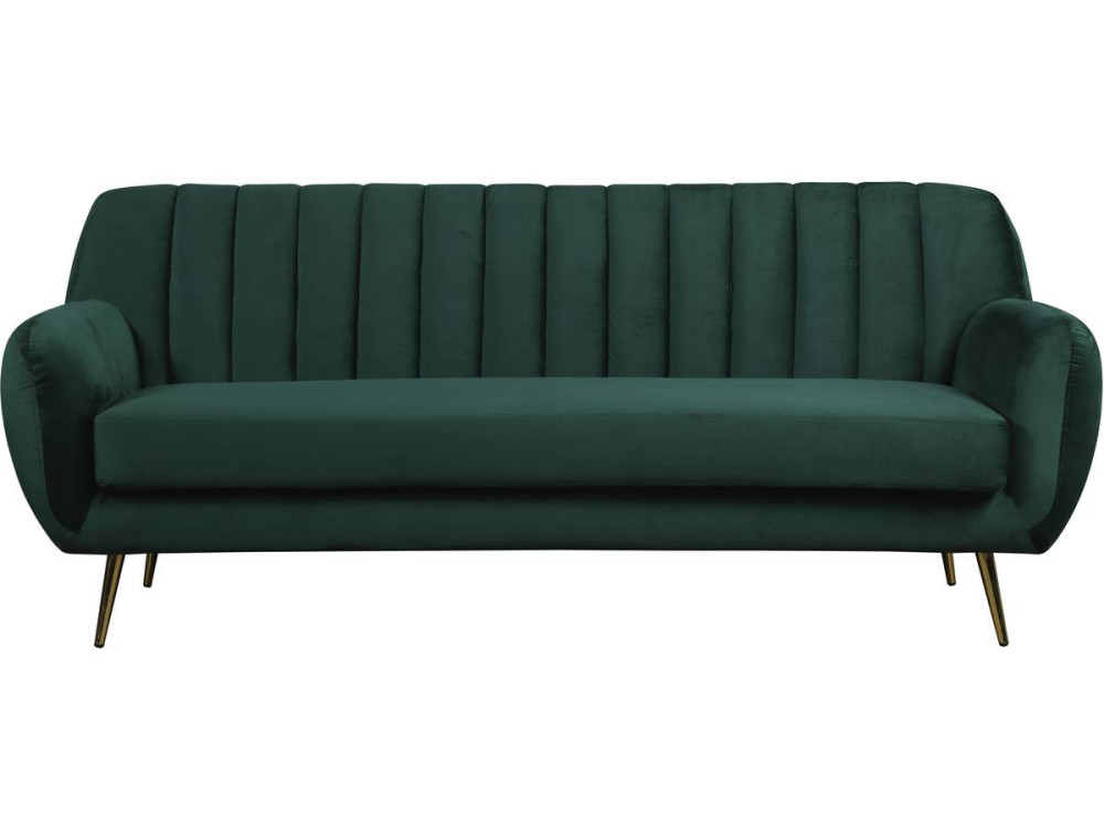 Sofa aus dunkelgrünem Samt "Evans" - 195 x 84 x 82 cm - 3-Sitzer-Sofa