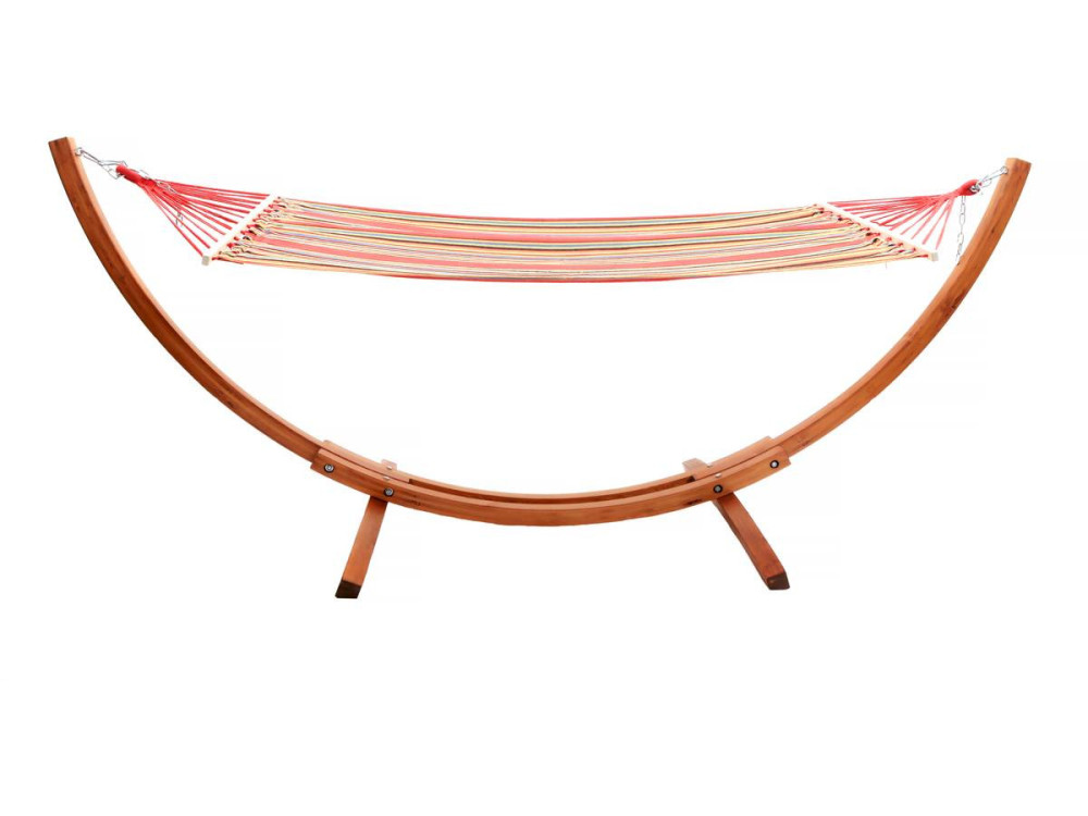 Holz-Hängematte mit Baumwolltuch "Dallas" - 3 m - Rot gemischt