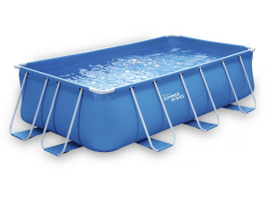 Blauer Swimmingpool mit Metallrahmen - LUDO 1 - 4 x 2 x 1 m - Kartuschenfiltration