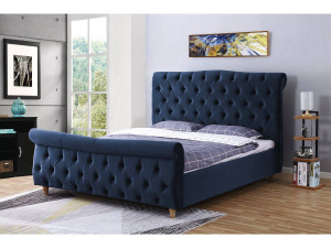 Bett aus Samt "Richard - 140 x 190 cm - Blau 2