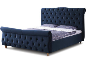 Bett aus Samt "Richard - 160 x 200 cm - Blau