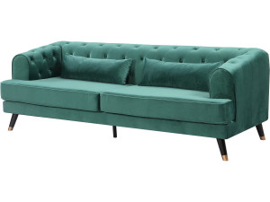 3-Sitzer Sofa aus Samt "Gloria" - 216 x 86 x 76 cm - ohne Schlaffunktion - Dunkelgrün