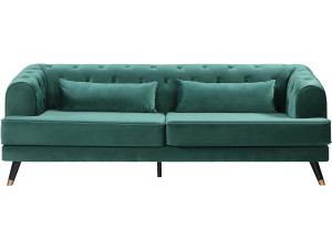 3-Sitzer Sofa aus Samt "Gloria" - 216 x 86 x 76 cm - ohne Schlaffunktion - Dunkelgrün 2