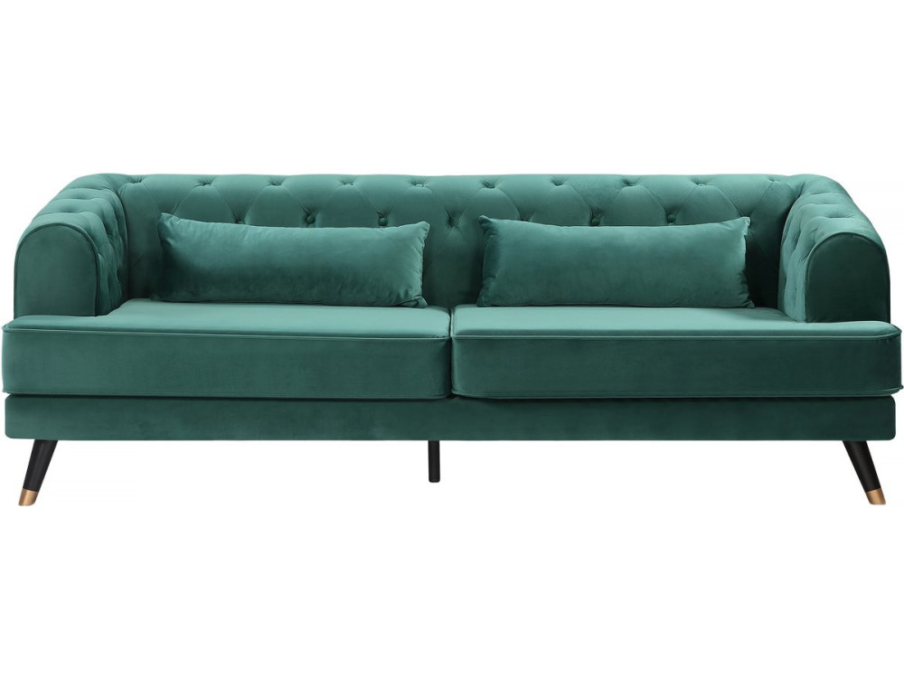 3-Sitzer Sofa aus Samt "Gloria" - 216 x 86 x 76 cm - ohne Schlaffunktion - Dunkelgrün