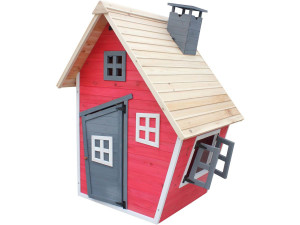 Kinderspielhaus "Lilou" mit Kamin - 119.5 x 156 x 102 cm - Holz - Rot/Grau