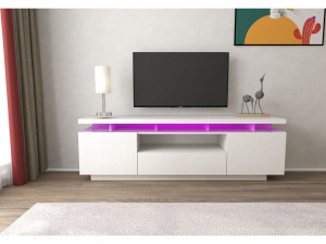 Lackiertes LED TV-Möbel "Ruth" - 165 x 40 x 49 cm - Weiß 2