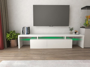 Lackiertes LED TV-Möbel "Tina" - 187.5 x 34 x 38 cm - Weiß 2