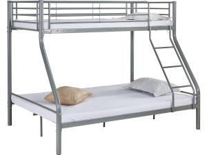 Etagenbett "LEO" aus Metall - Bettkasten inklusiv - 90/140 x 190 cm - Grau