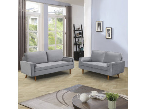 Sofa aus Samt "Yannick" ohne Schlaffunktion - 82 x 147 x 86 cm - 2 Sitzer - Hellgrau 2