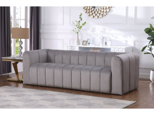 3-Sitzer Sofa aus Samt  Victor Hugo”  ohne Verstellfunktion - 240 x 90 x 76 cm - Grau 2