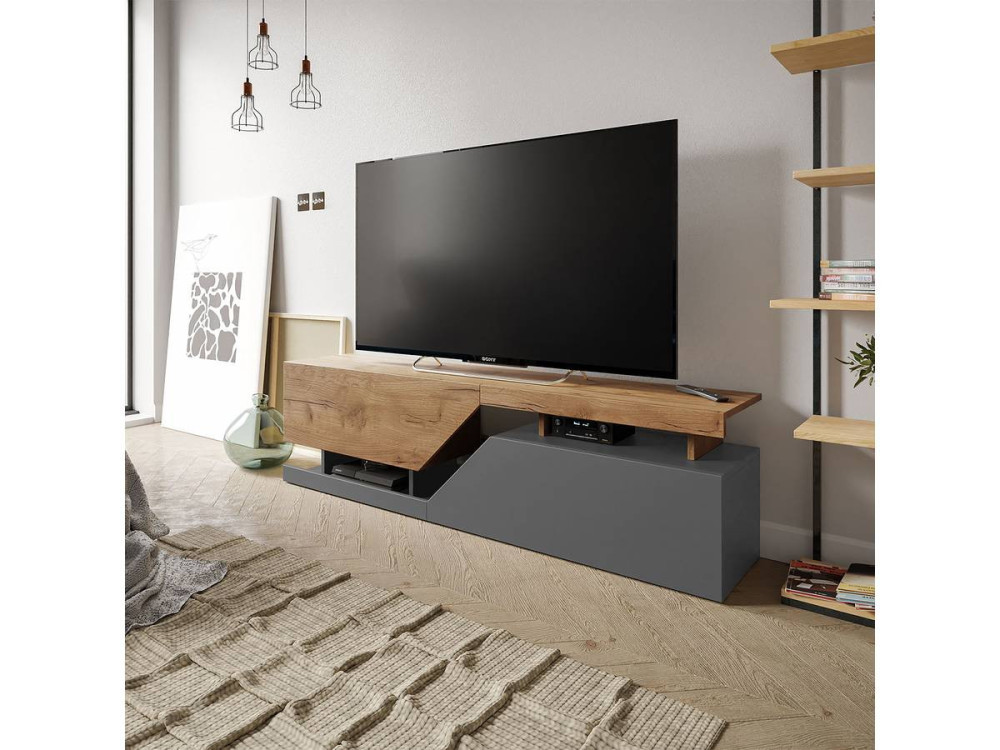 TV-Möbel "Ceelias" - 160 x 46 x 35 cm - Grau/Braun