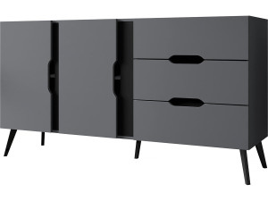Sideboard "Dazel" - 160 x 42 x 85 cm - Grau/Schwarz