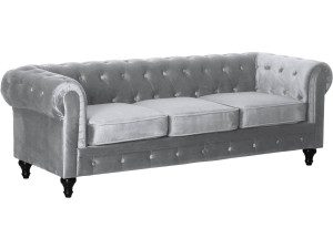 Sofa Chesterfield "Aliza" ohne Verstellfunktion - 208 x 82 x 70 cm - 3-Sitzer - Grau