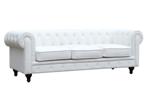 Sofa Chesterfield "Aliza" Sofa ohne Verstellfunktion - 208 x 82 x 70 cm - 3-Sitzer - Weiß