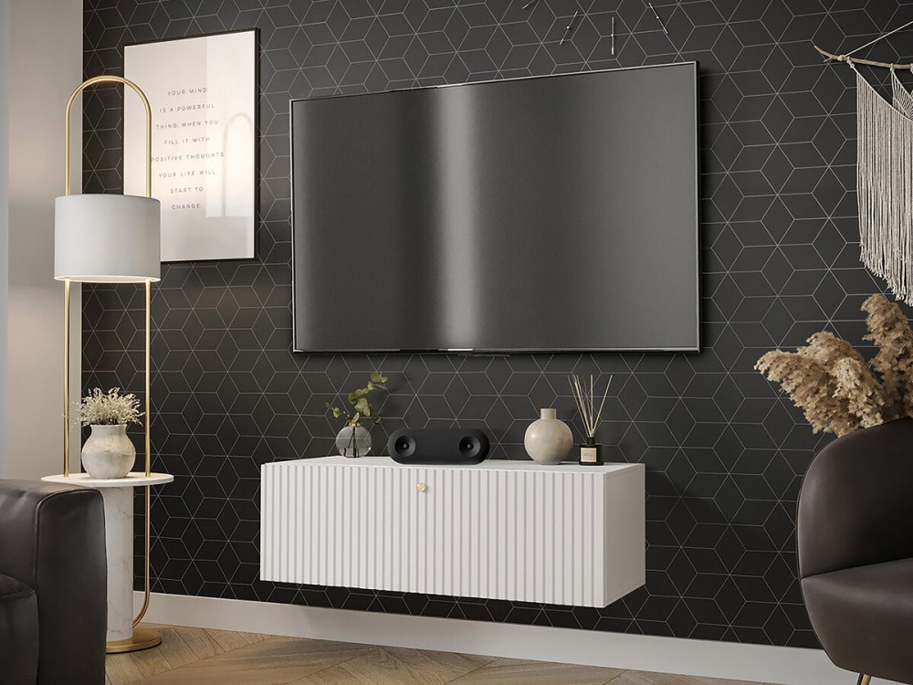 Hänge-TV-Möbel "Waldi Riflo" - 100 x 34 x 40 cm - Weiß