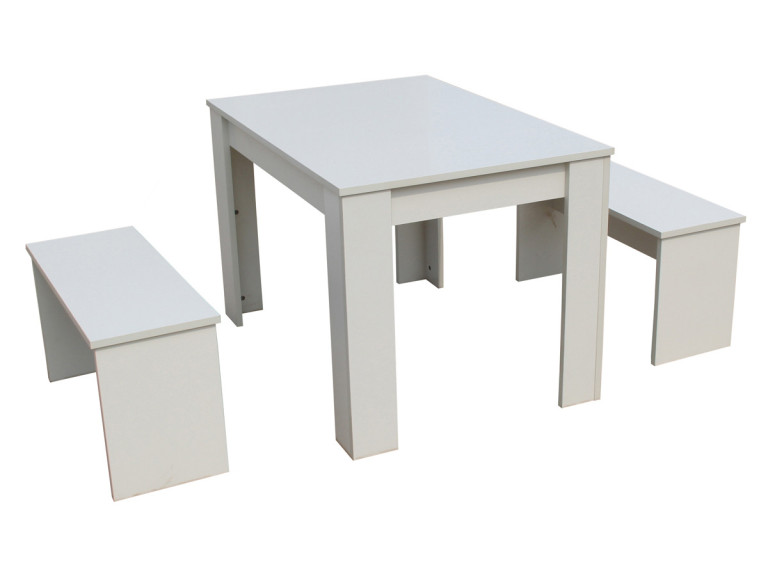 Tisch mit 2 Bänken "Tino" - 110 x 74 x 70 cm - Weiß