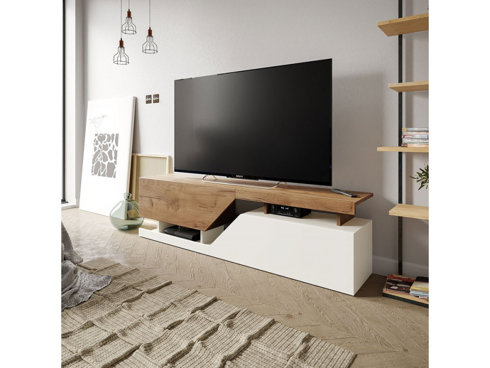 TV-Möbel "Ceelias" - 160 x 46 x 35 cm - Weiß/Braun