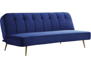 Bettsofa mit Schlaffunktion aus dunkelblauem Samt "James" - 180 x 83 x 75 cm -3-Sitzer-Sofa 2